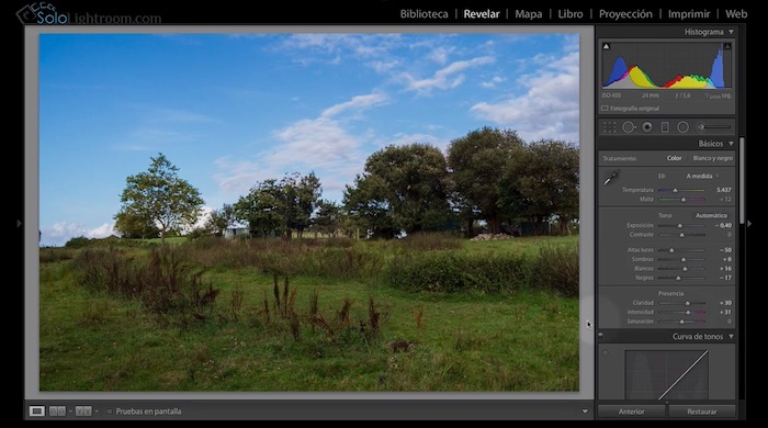 presencia en Lightroom